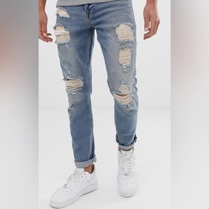 Asos Design stretch slim jeans in vintage light wash blue 32x30